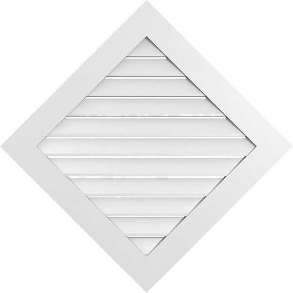Ekena Millwork Diamond Surface Mount PVC Gable Vent: Non-Functional, w/ 3-1/2"W x 1"P Standard Frame, 38"W x 38"H GVPDI38X3801SN - main
